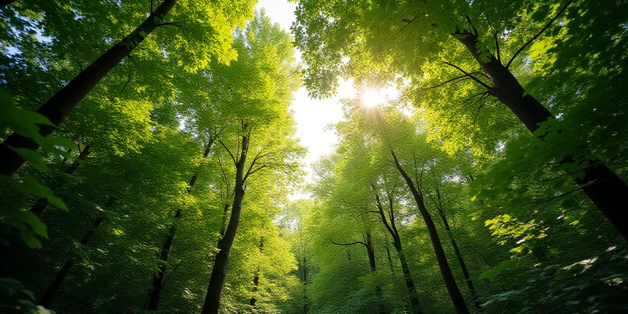 Lush sustainable forest canopy reflecting environmental protection